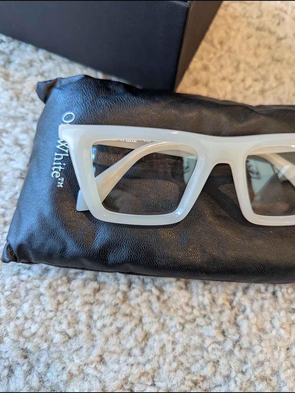 Off-White Ivory Rectangle Sunglasses Gold Arrow Logo w/ Box & Pouch